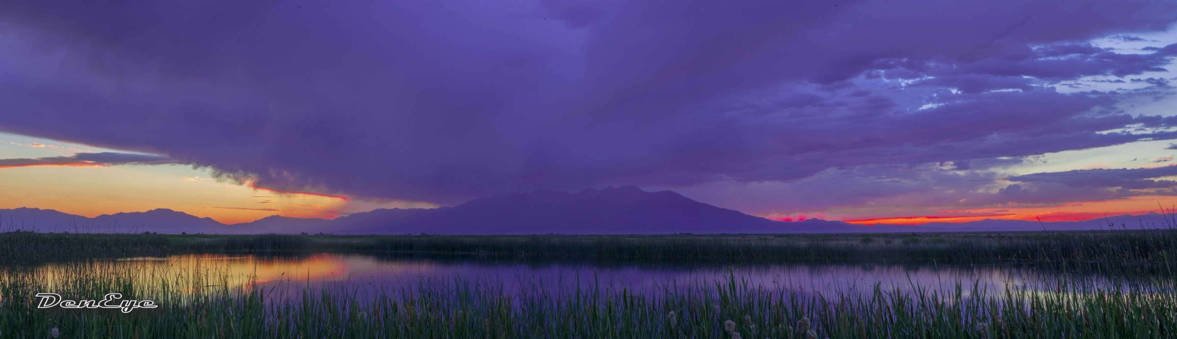 Panoramic sunrise over Blanca Peak from the wildlife refuge