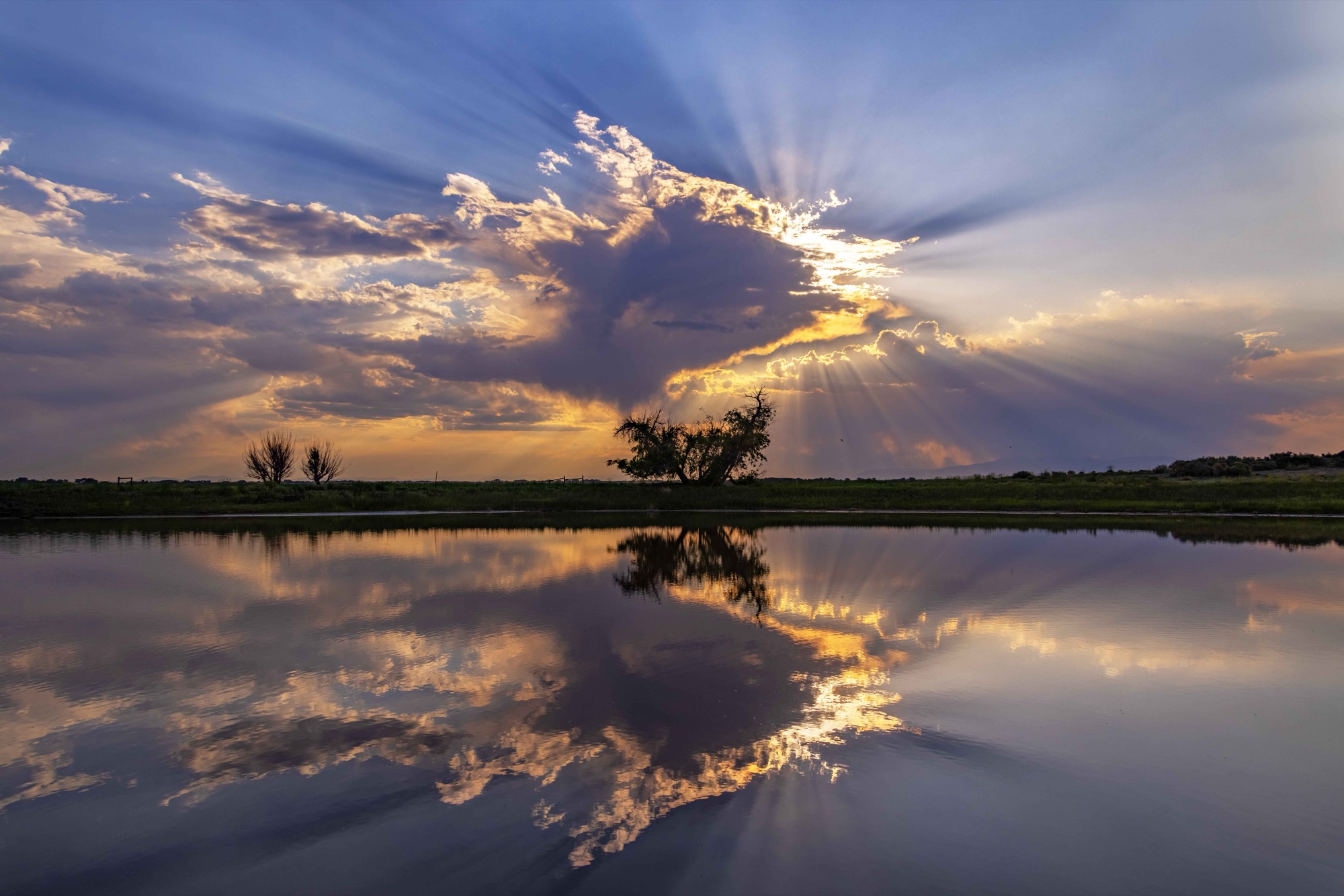 Crepuscular rays over the Alamosa wildlife refuge